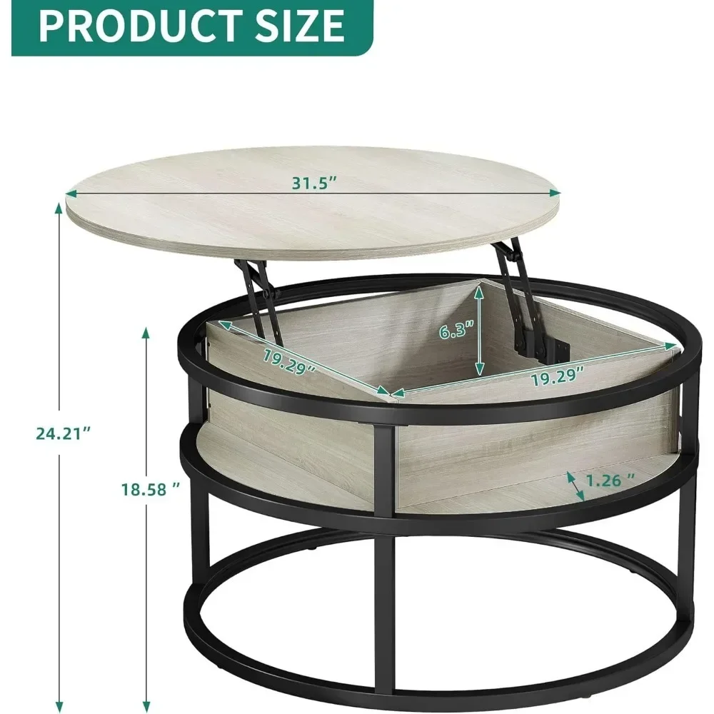 XMSJ mesa de centro elevadora con compartimento de almacenamiento oculto, mesa de centro blanca moderna para oficina en casa o sala de estar