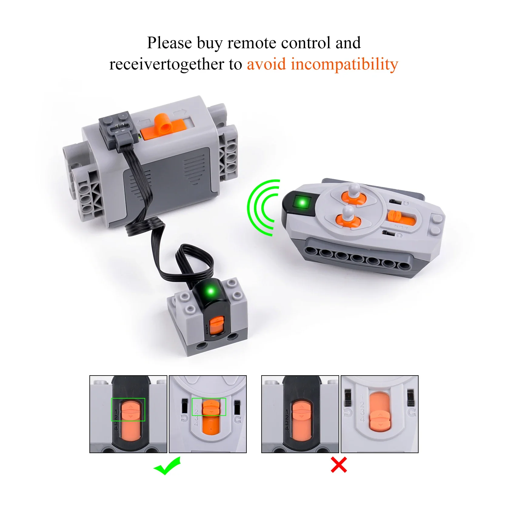 Bloques de construcción MOC M/L/XL servomotor funciones de potencia parte AA/AAA caja de batería Control remoto para Le.goes 8883 88003 8882 88004