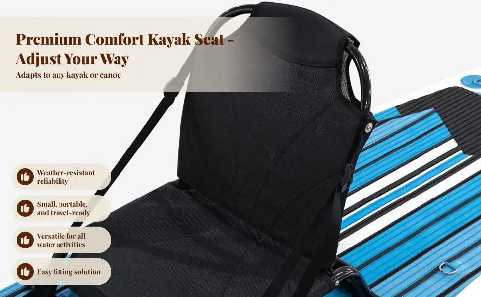 Folding Kayak Seat Boat Seat Replacement Aluminum Tube and Mesh Cloth with Back with Adjustable Straps for Inflatable Kayak