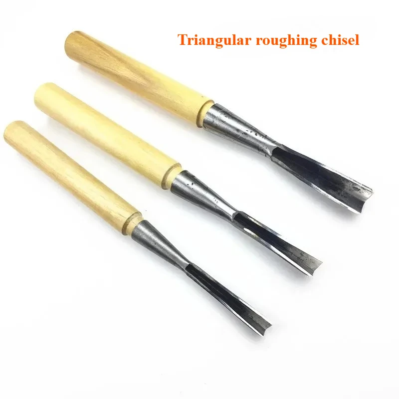 1pc 7mm 9mm 12mm Wholesale Supply of Wood Carving Tools With Handle Rough Triangular Cutters V-shaped Cutter Line Cutter Carving