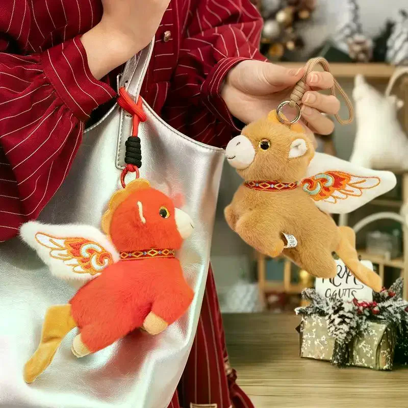 

Kawaii мультфильм летающий пони брелок плюшевая лошадь год талисман кукла кулон рюкзак подвесной орнамент милые подарки на Новый год