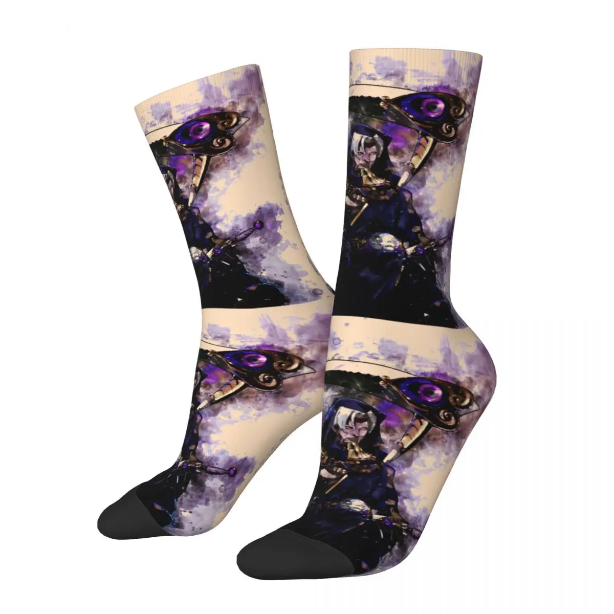 Funny Crazy Compression Sock for Men Thanatos Watercolor Painting Vintage Greek Mythology Ares Ancient Folklore Boys Crew Sock