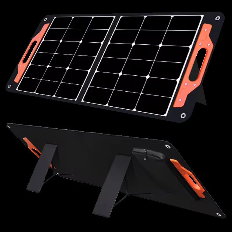 For Portable Solar Panel 60W Foldable Kickstand Monocrystalline Solar Charger 23.5% Efficiency ETFE Solar for Camping RV Hiking