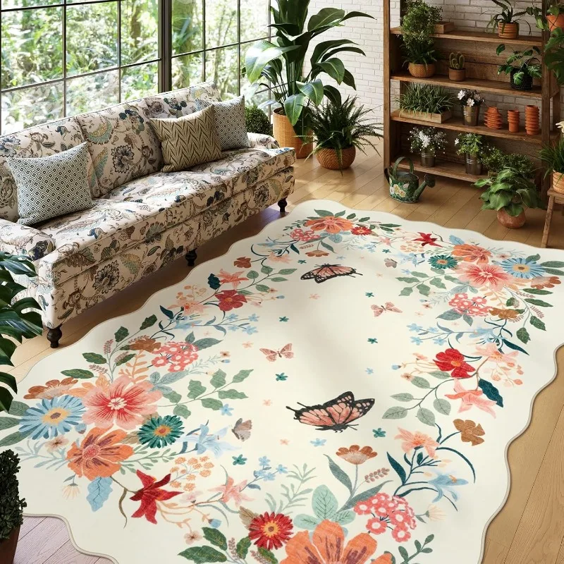 Bohemian Floral Butterfly Large Living Room Carpet Animal Bedroom Bedside Mat Suitable Coffee Table Cloakroom Rug Ковер Tapis 러그