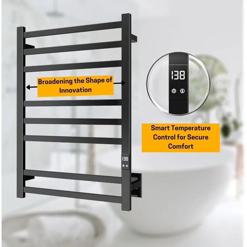 Handdoekenverwarmer Met 8 Bar Met Snelle Verwarming, Automatische Uitschakeltimer, Matzwarte Afwerking-Opties Met Harde Of Plug-In-Ideaal