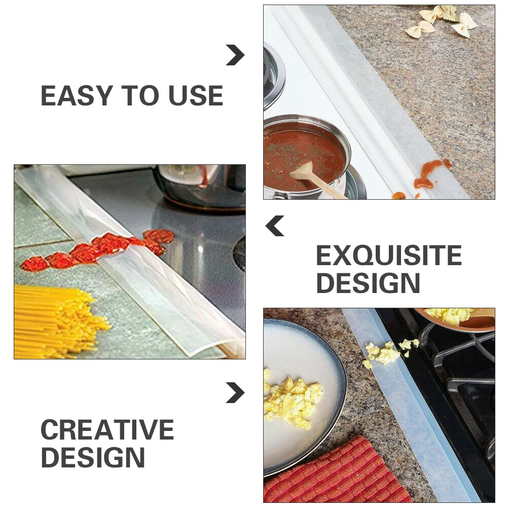 

Kitchen Seal Slit Filler Silicone Stove Gap Cover Non Slip Back Lip Prevents Messes Easy Install Fits Standard and Custom Sizes