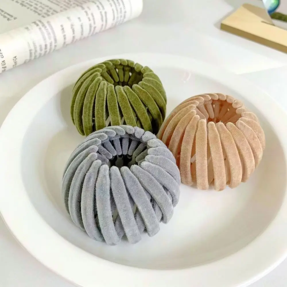 Expandable Bird Nest Hair Claw Velvet Ponytail Holder Stylish Geometric Bun Maker Fashionable Styling Accessory Daily