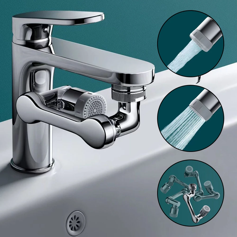 Adjustable Water Filter For Kitchen Bathroom Rotating Faucet 1080° Rotatable Faucet adaptor Foamer Aerators Splash-proof