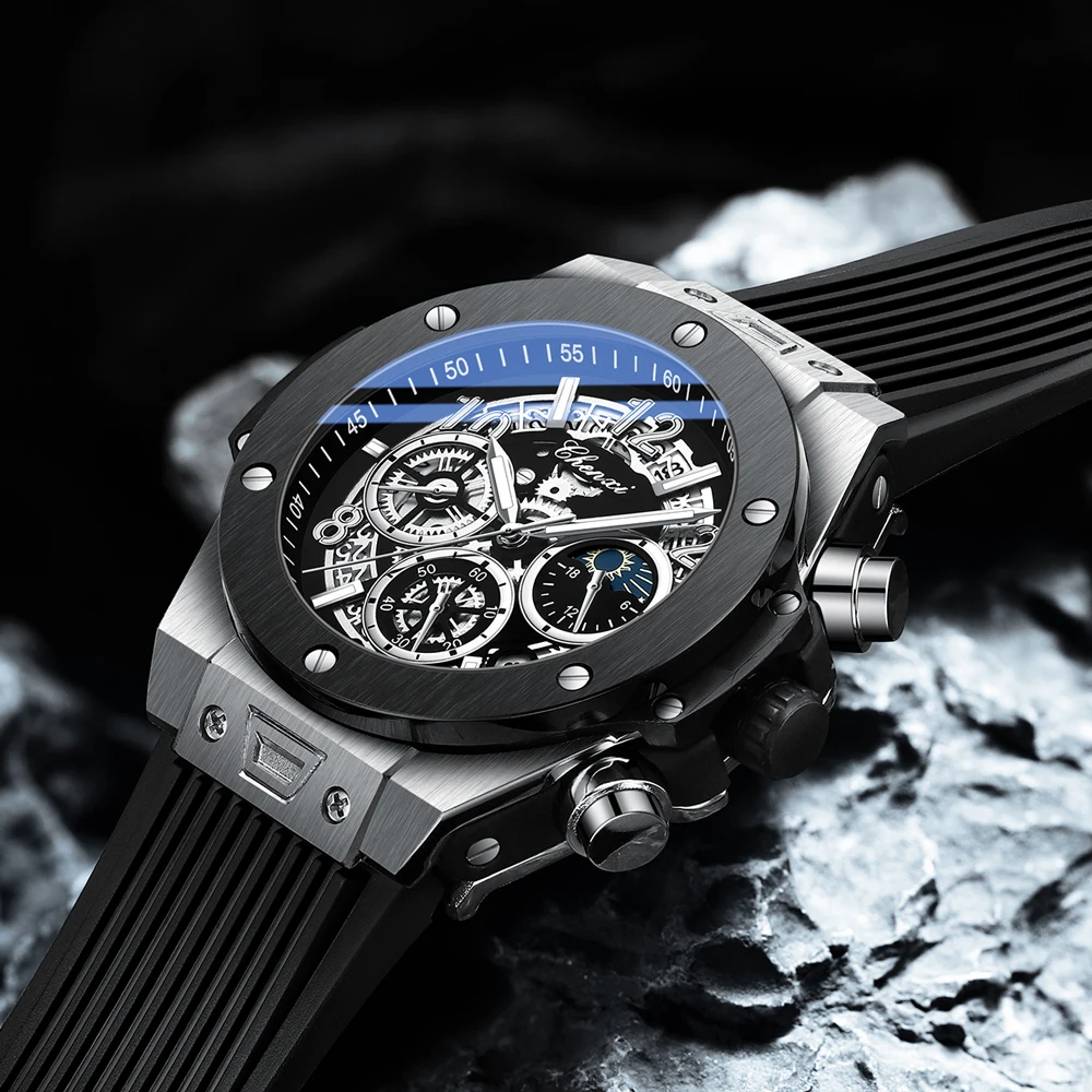 CHENXI New Watches Mens Luxury Brand Big Dial Watch Men Creative Dial Waterproof Quartz Wristwatch Sports Chronograph Clock Date
