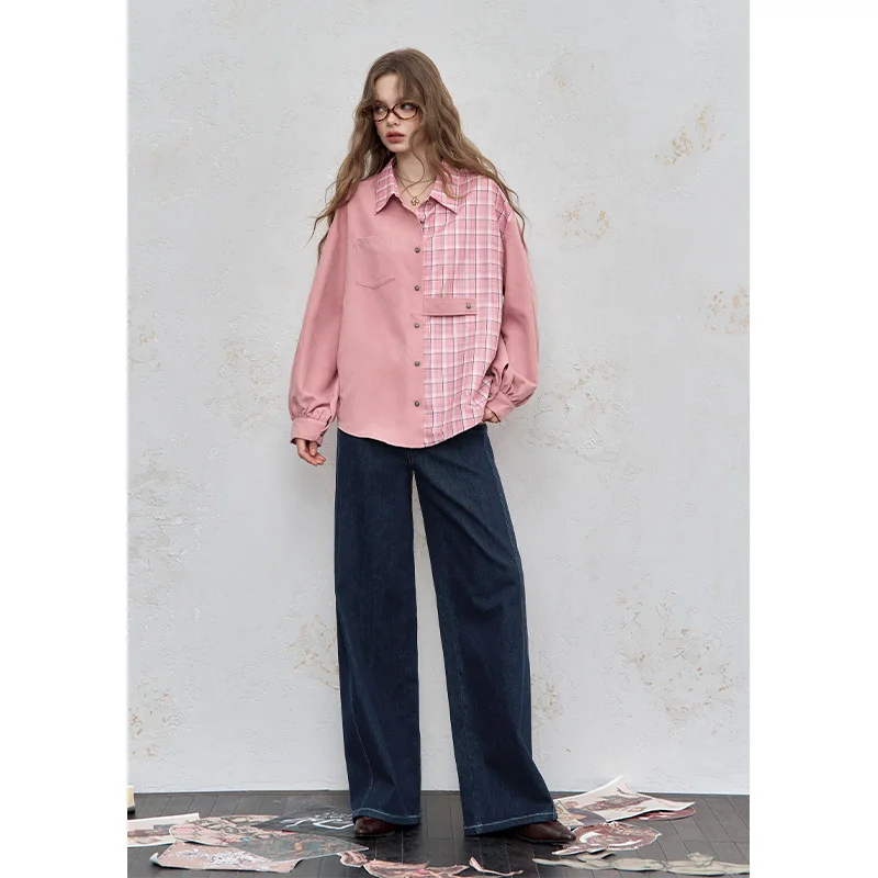 

ELFSACK 2025 Winter New Arrivals Minimalist Casual Classic Straight Leg Floor Length Jeans For Women