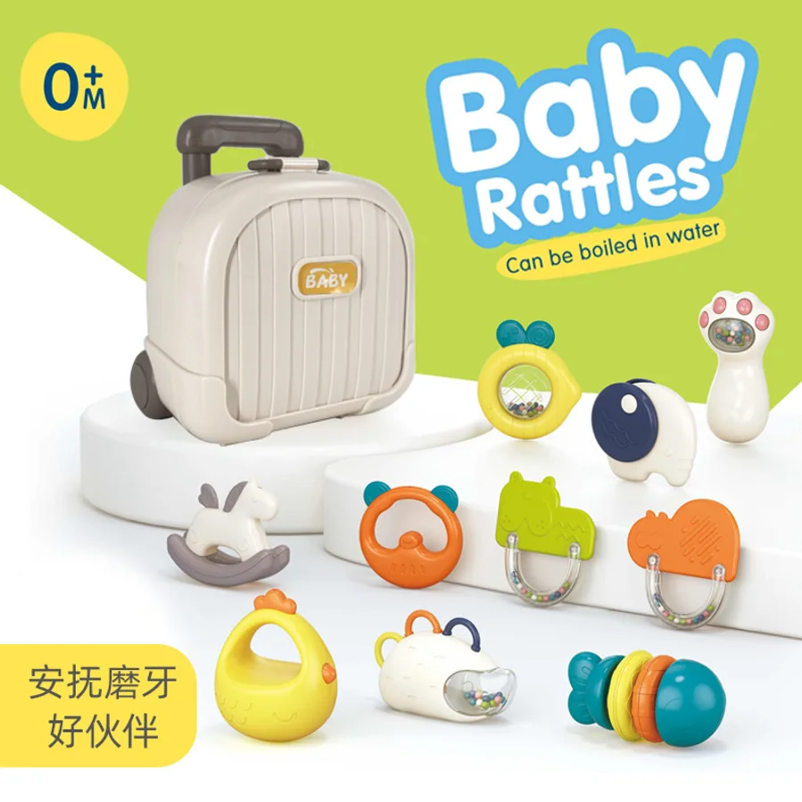 Baby Chewable Rattle, Educational Toy For 0-6 Months, Soft Rubber Bed Rattle, Newborn Soothing Hand Rattle, Calming Toy