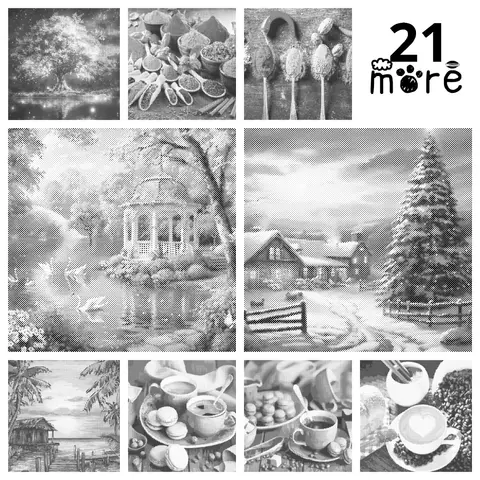 30x40cm landscape WD-l2264~l2284 one color dot painting punktmalerei stippelen een kleur stippen stippelkunst