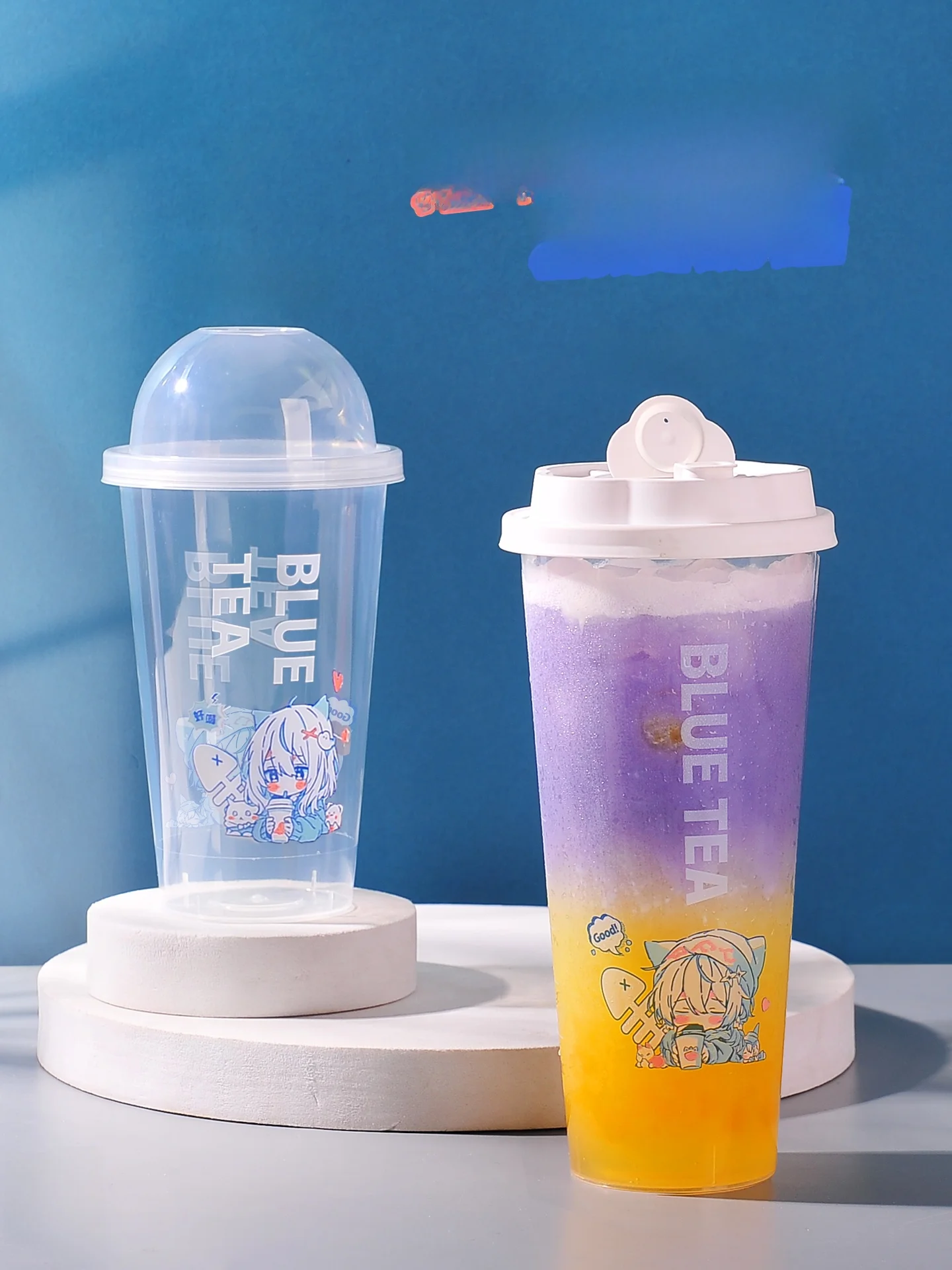 

Thiened 90500ml Injection Molding Cup Disposable Milk Tea Cup with Lid Juice Drink Transparent Cartoon Plastic Cup Takeaway