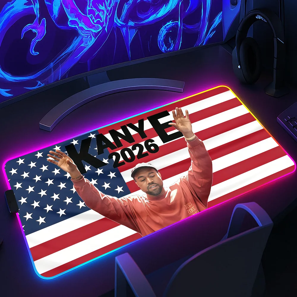 

Kanye West WINNING IS THE ONLY s Mouse Pad RGB LED Light Non-Slip Rubber Base Waterproof Office PC Home Desk-Mat USB Large Game