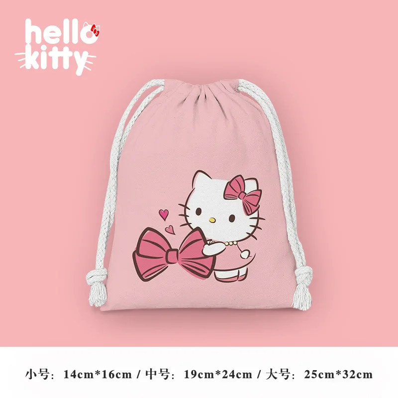 New Hello Kitty Drawstring Organizer Fashion Trendy Women\'s Printed Waterproof Cosmetic Organizer Drawstring Folding Pouch Gifts