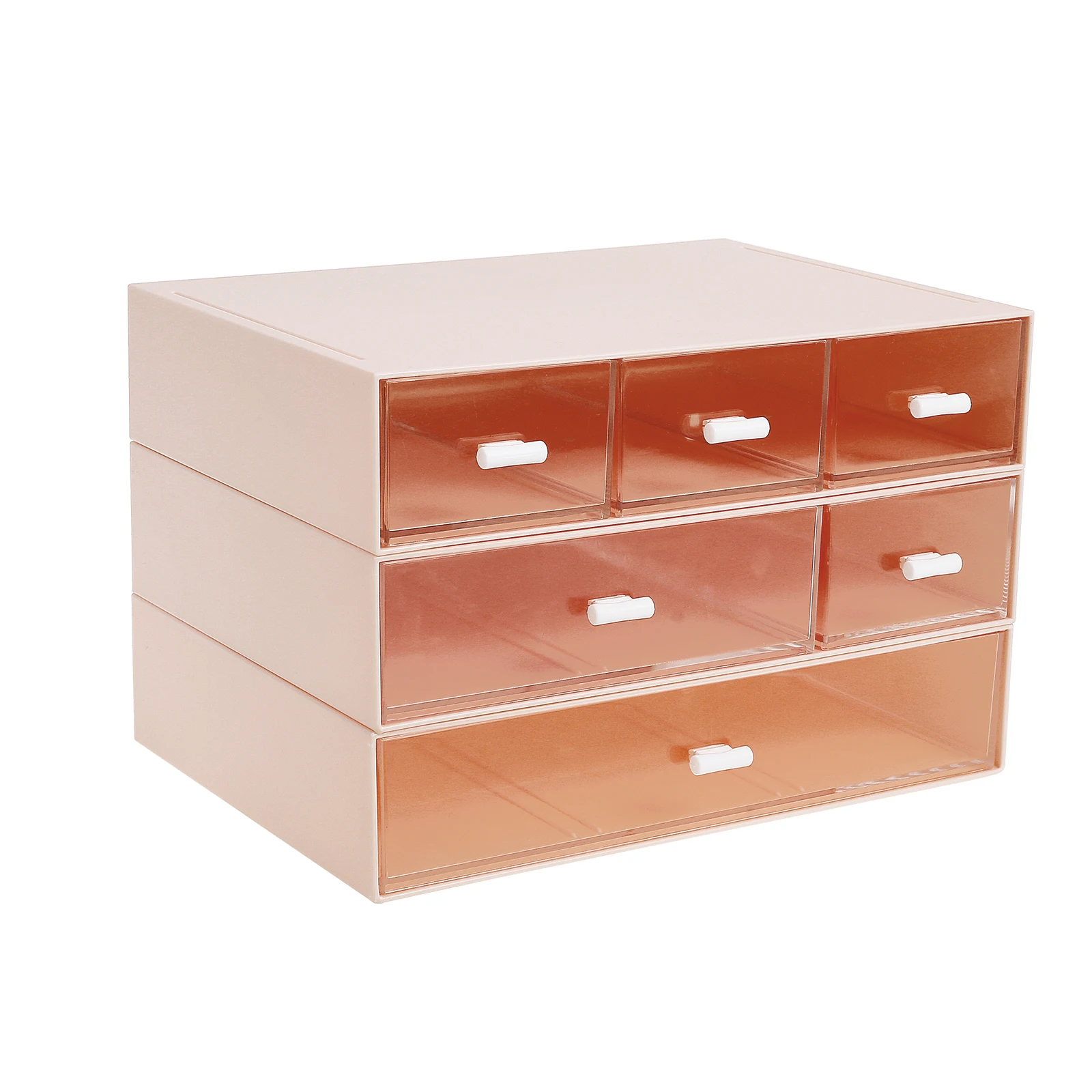 

3Pcs Stackable Storage Drawers Plastic Organizers for Makeup Desk Storage,Detachable Visible Front Desk Storage Organization