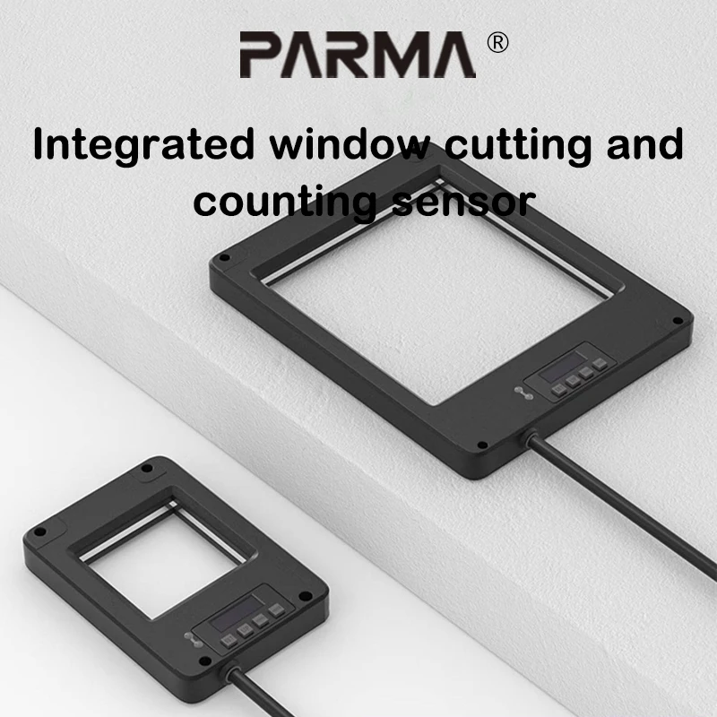 Window cutting material sensor with no blind zone, integrated circular photoelectric sensing switch and digital display counter