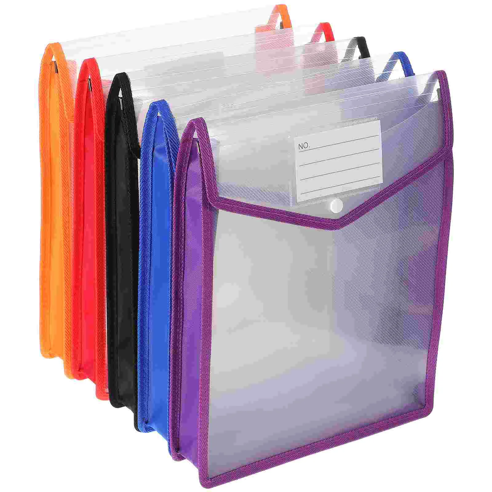 5 Pcs Three-dimensional Document Bag File Plastic Folder Folders Clear Envelopes Holder Button Bags