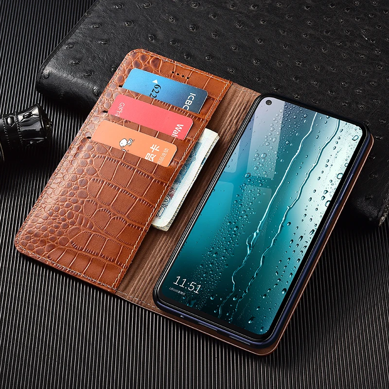 

For iQOO Neo 3 5 5S 6 7 8 9 10 Pro Plus SE Crocodile Pattern Of Genuine Leather Wallet Flip Phone Case Cowhide Scratch-Resistant