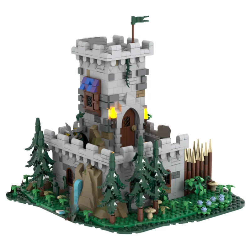 1645 أجزاء برج الغابات في القرون الوسطى اللبنات نموذج العمارة الرجعية عرض لعب للأطفال لتقوم بها بنفسك تجميع هدايا عيد الميلاد