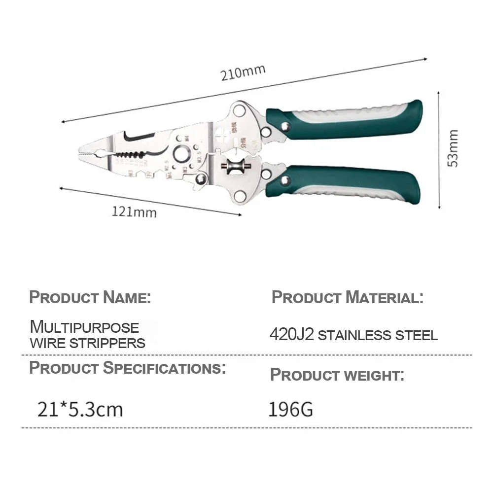 Foldable wire stripper, pulley design multi-function electrician wire splitter wire winding pliers crimping pliers hand tool