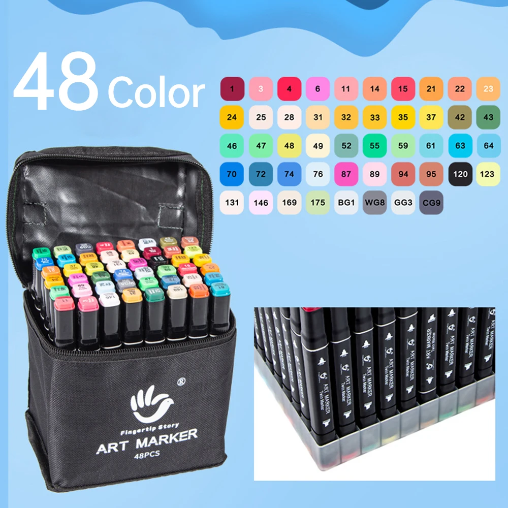 168 Colors Markers Dual Brush Pens Marker Double Tipped Round + Chisel Tips Sketch Art Drawing Markers For Artist Kids Adults