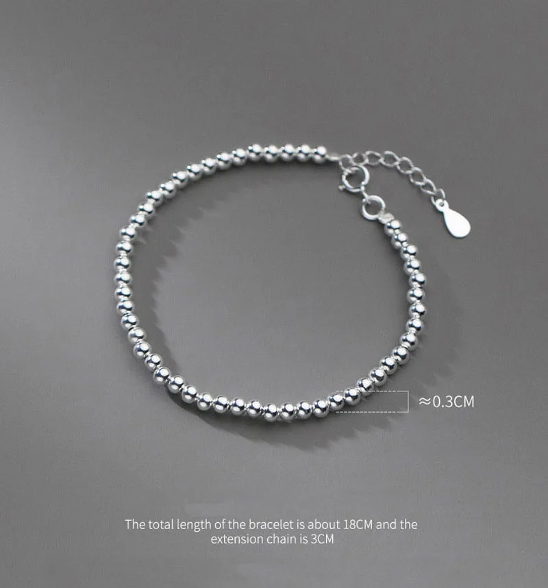 18cm Female Silver 925 Bracelet Beans Bracelet For Women Gift For Girls Bracelet 925 Silver Bean Bracelet Beautiful Daily