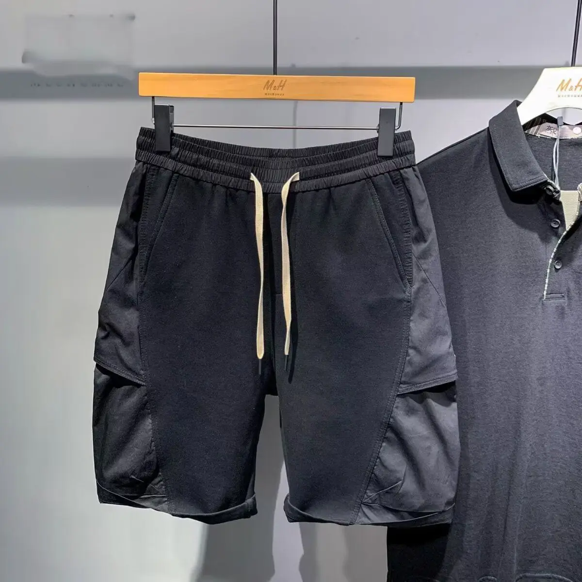 

Summer New American Sle Men's orts Thin Design Loose Large Size Sport Casual Five-Quarter Pants Youth Active Wear Polyest...