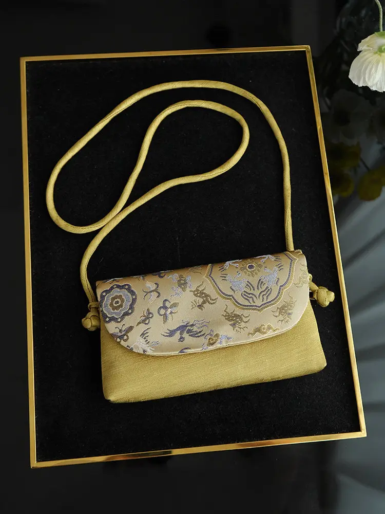 High Quality Song Dynasty Brocade Cloth Pattern Crossbody Bag Non-Heritage Traditional Silk Fabric Jacquard Versatile Women's