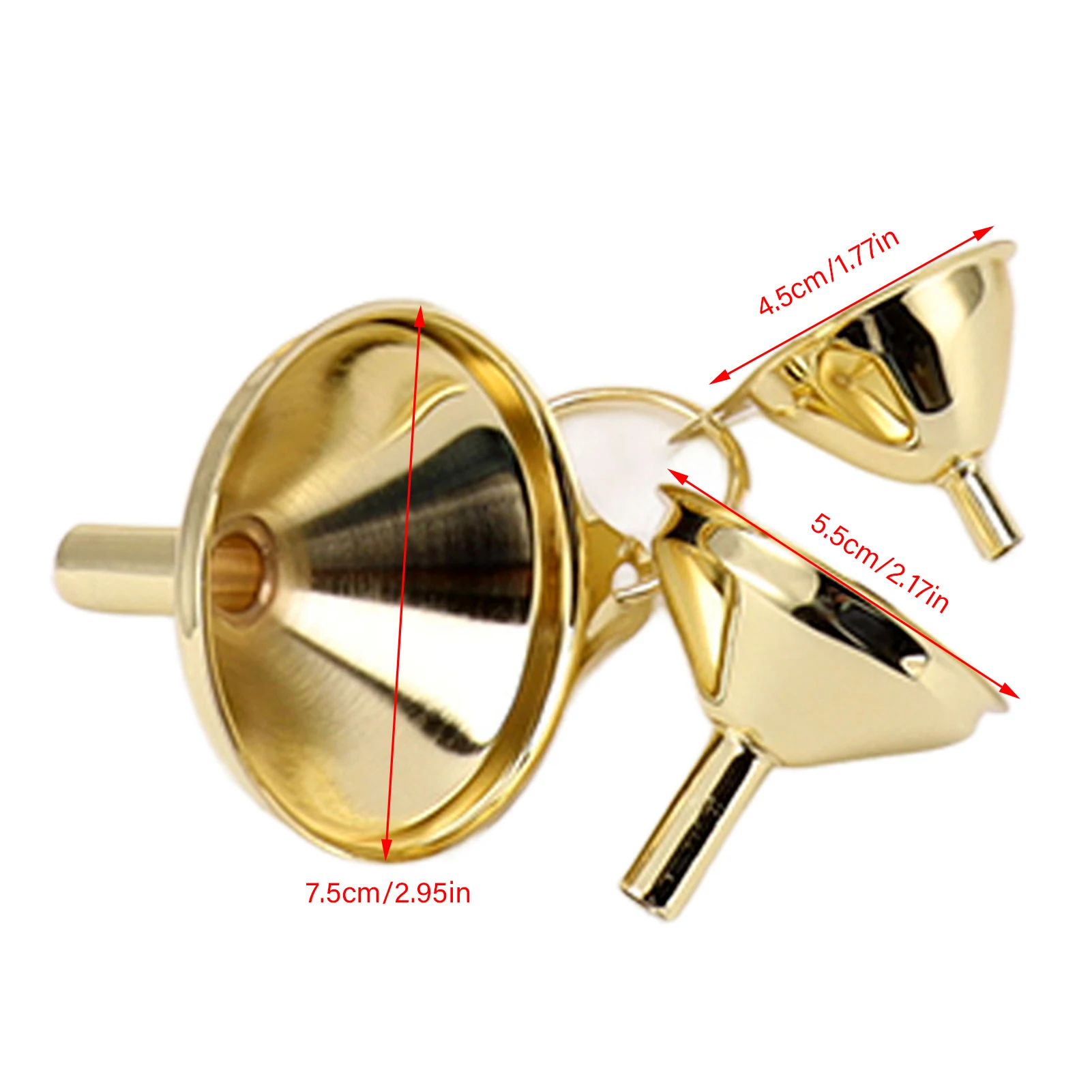Gold Stainless Steel Funnel Curved Body Stainless Steel Funnel Set Accurate Smooth  Side Handle for Kitchen