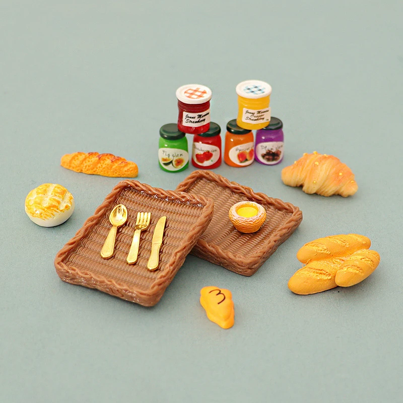 1 ensemble aléatoire maison de poupée Miniature nourriture Dessert gâteau plateau modèle maison de poupée cuisine vaisselle décor jouet accessoires