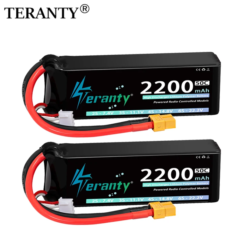 1/2 Stück TERANTY 3S 2200mAh Lipo-Akku 11,1V 50C Softcase mit Deans XT60 Stecker für RC Auto Boot Hubschrauber FPV Drohnen Flugzeug