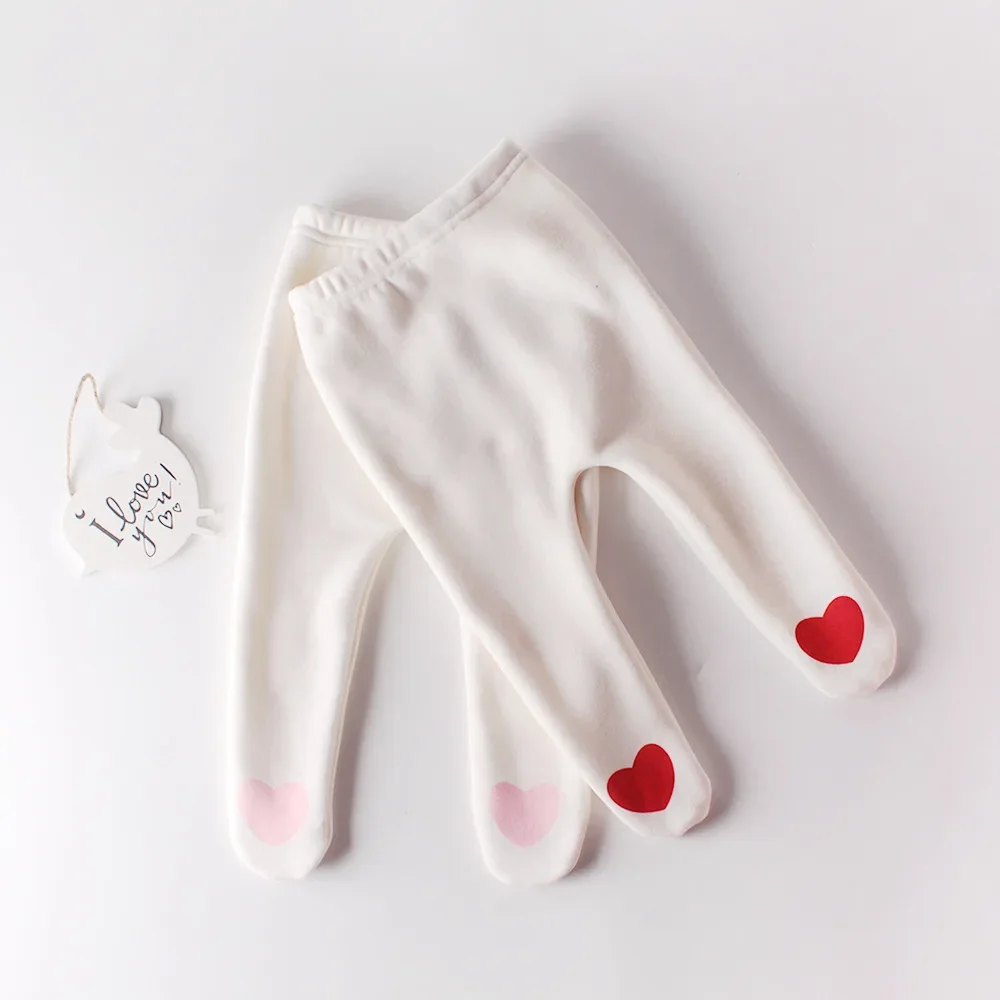 2024 Spring and Autumn Baby Cute Heart Shaped Plush Bottom Pants Cotton Versatile PP Pantyhose