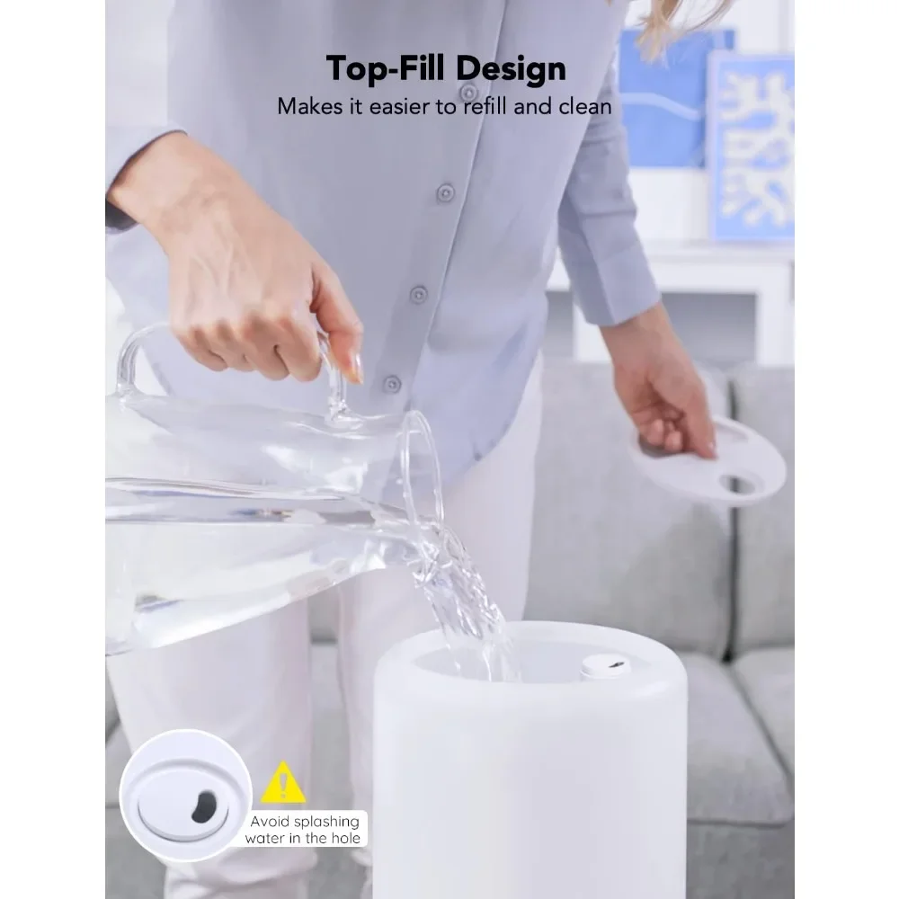 Smart Humidifiers for Bedroom, Top Fill 3L Cool Mist Humidifier, Auto Mode, 360°Nozzle with Adjustable Mist Air Humidifier
