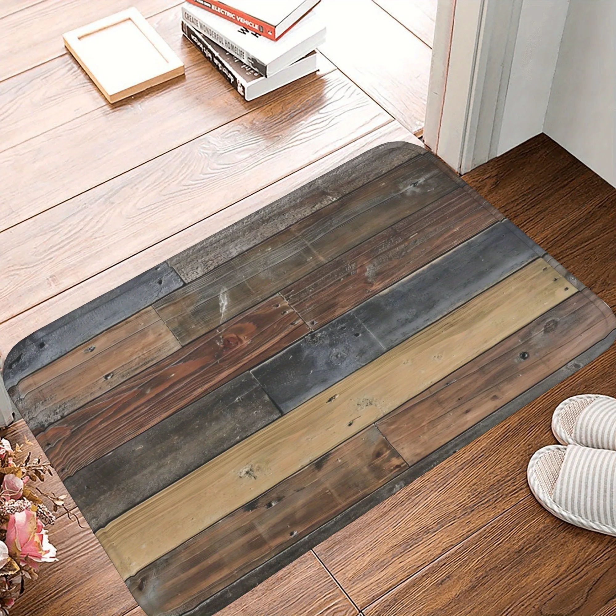 

1PC Old wooden Kitchen Rug Non-Slip Door Mats Pop design Bathroom Rug Bath Mat Carpet for Home Sink Laundry Decor