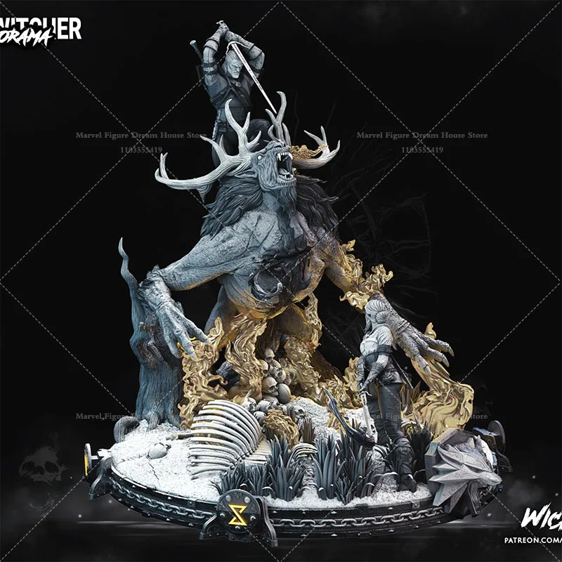 

1/35 1/24 1/18 Scale Ciri Geralt Witcher Demon Hunter Best RPG Plots Game DIY Самособранная белая кукла GK 3D из смолы без испанки