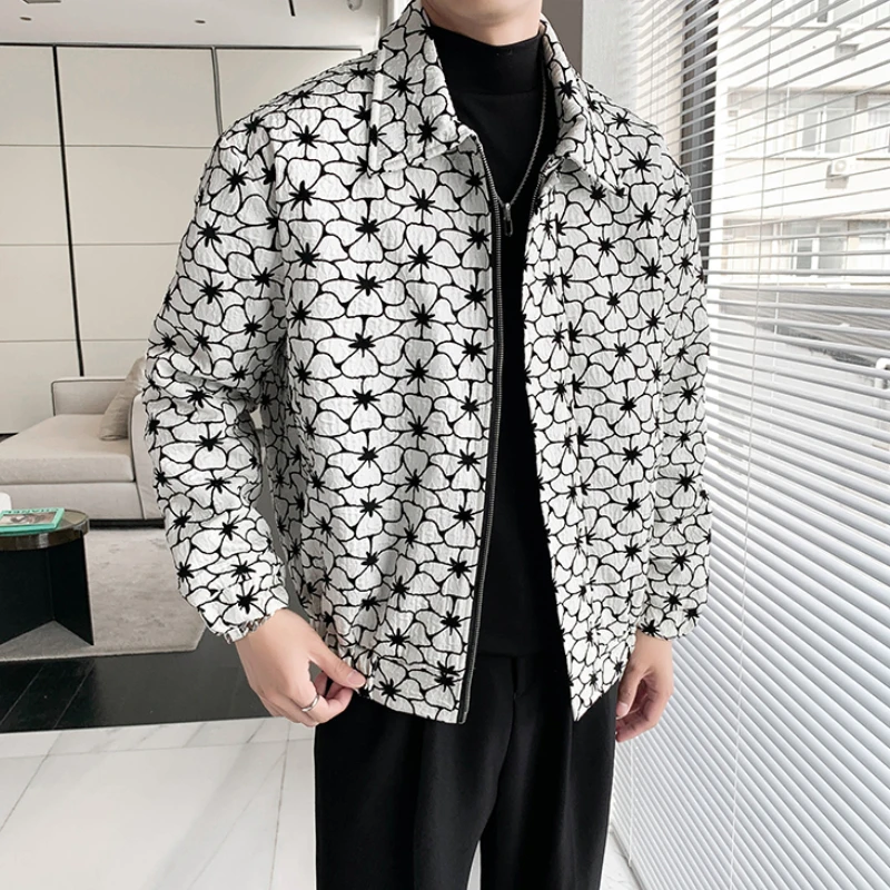 2022 Winter Jacquard Jackets Men Korean Fashion Casual Business Coats Lapel Thicken Keep Warm Parkas Social Streetwear Outwear