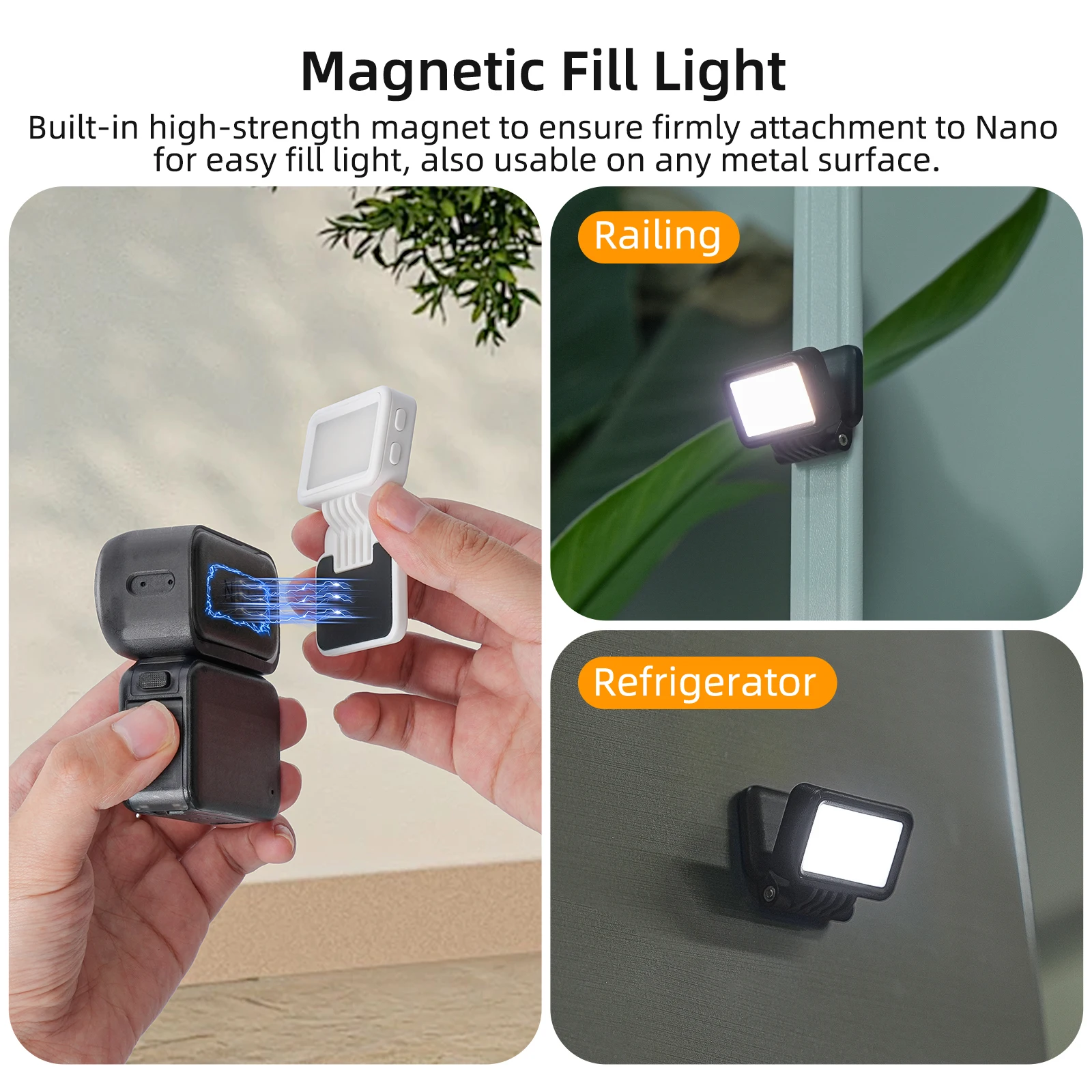 

For DJI Osmo Nano Magnetic Fill Light: Foldable Adjustable Three-Color Soft Light Photography Accessory