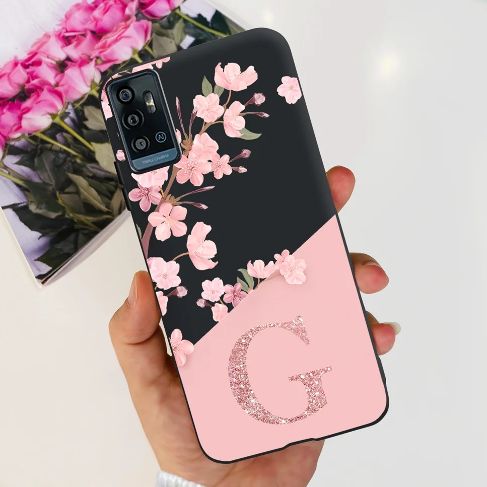 For ZTE Blade A71 2021 Case Fashion Letter Luxury Flower TPU Soft Silicone Cover For ZTE Blade A71 A7030 Phone Cases Shockproof