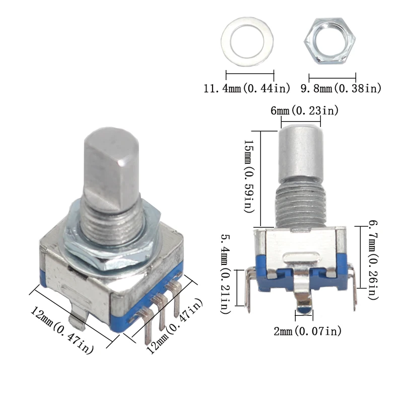 【5PCS】EC11 SMD Encoder With Switch 30 Positioning Number 15 Pulse Shaft Length 10MM Digital Rotary Potentiometer