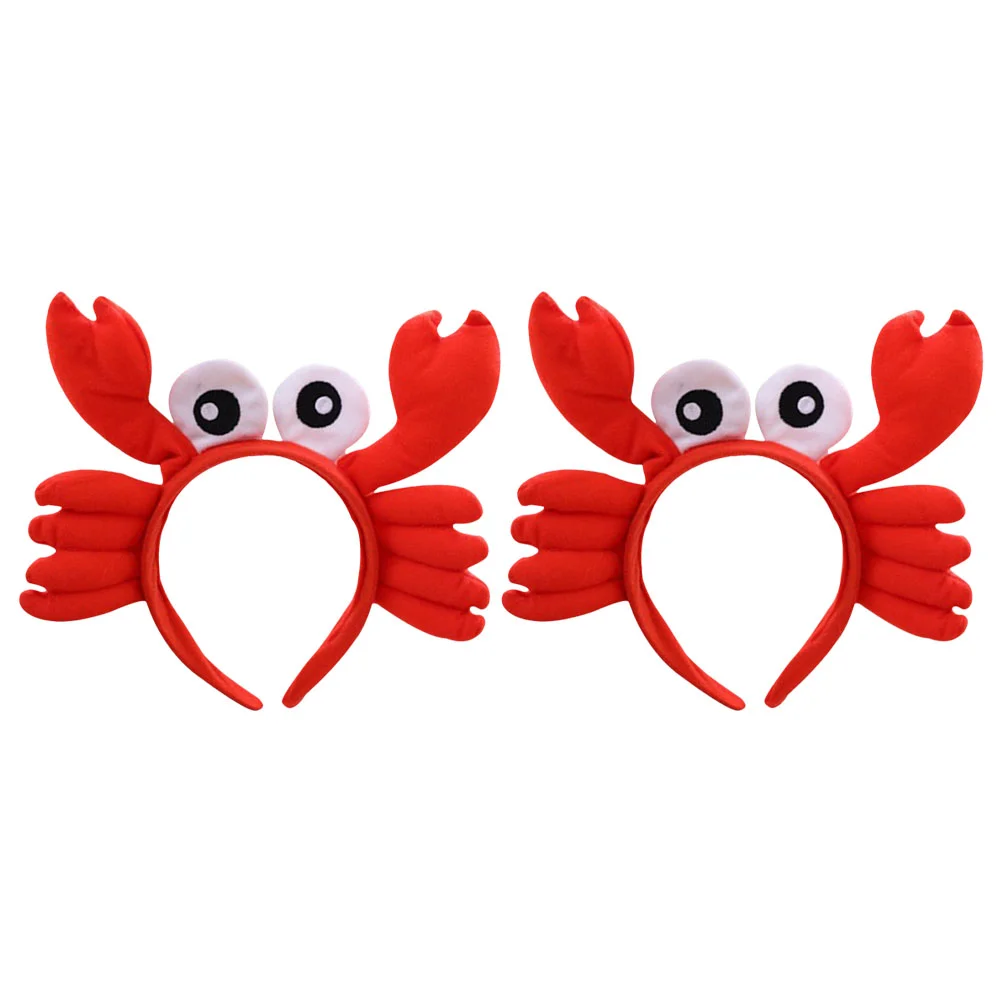 2 Pcs Big Eyes Crab Headband Hair Bands Party Headbands Girl Cosplay Cloth Hairband Headpiece Ocean Animal Hoop Decor Women for