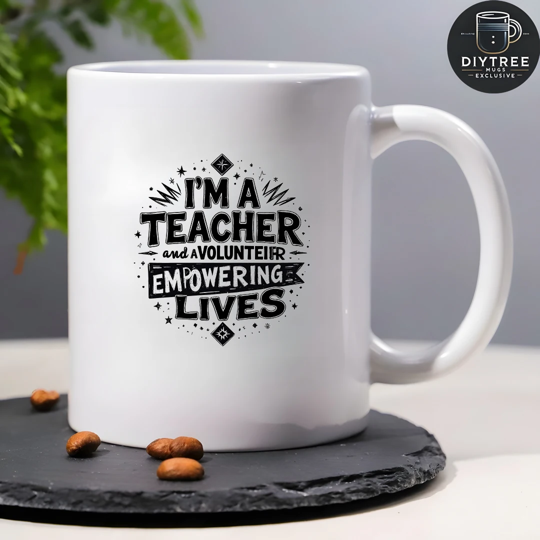 كوب 11 أونصة + كوب حصري متطوع للمعلم + رسم توضيحي إبداعي باللونين الأبيض والأسود + كوب مكتب عائلي للأطفال #4