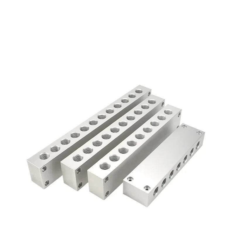 2-12 Single Way 40x60mm 1/2 BSP Straight Hole Independent Aluminium Alloy Confluencer Board Mainfold Block Pneumatic Air Fitting