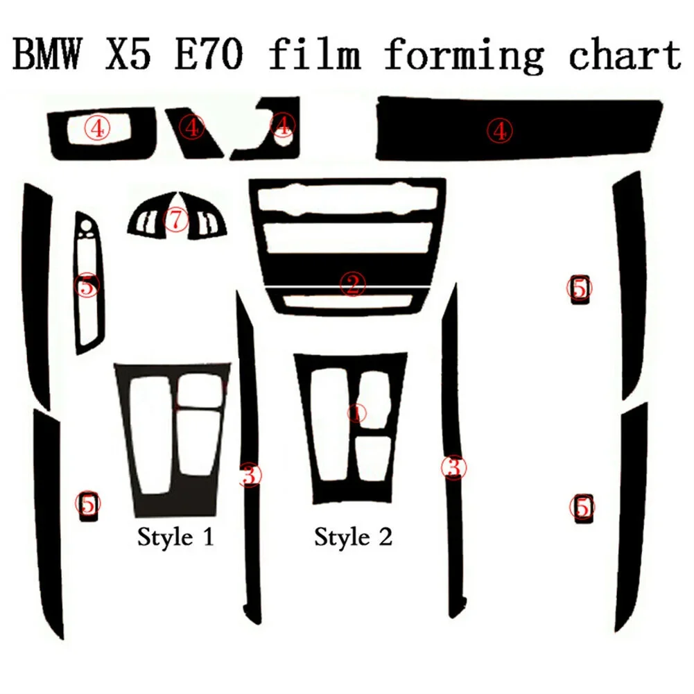 

5D Carbon Fiber Pattern Car Interior DIY Styling Trim Decals Automotive Interior Sticker For BMW E70 2007-2013 Car Accessories