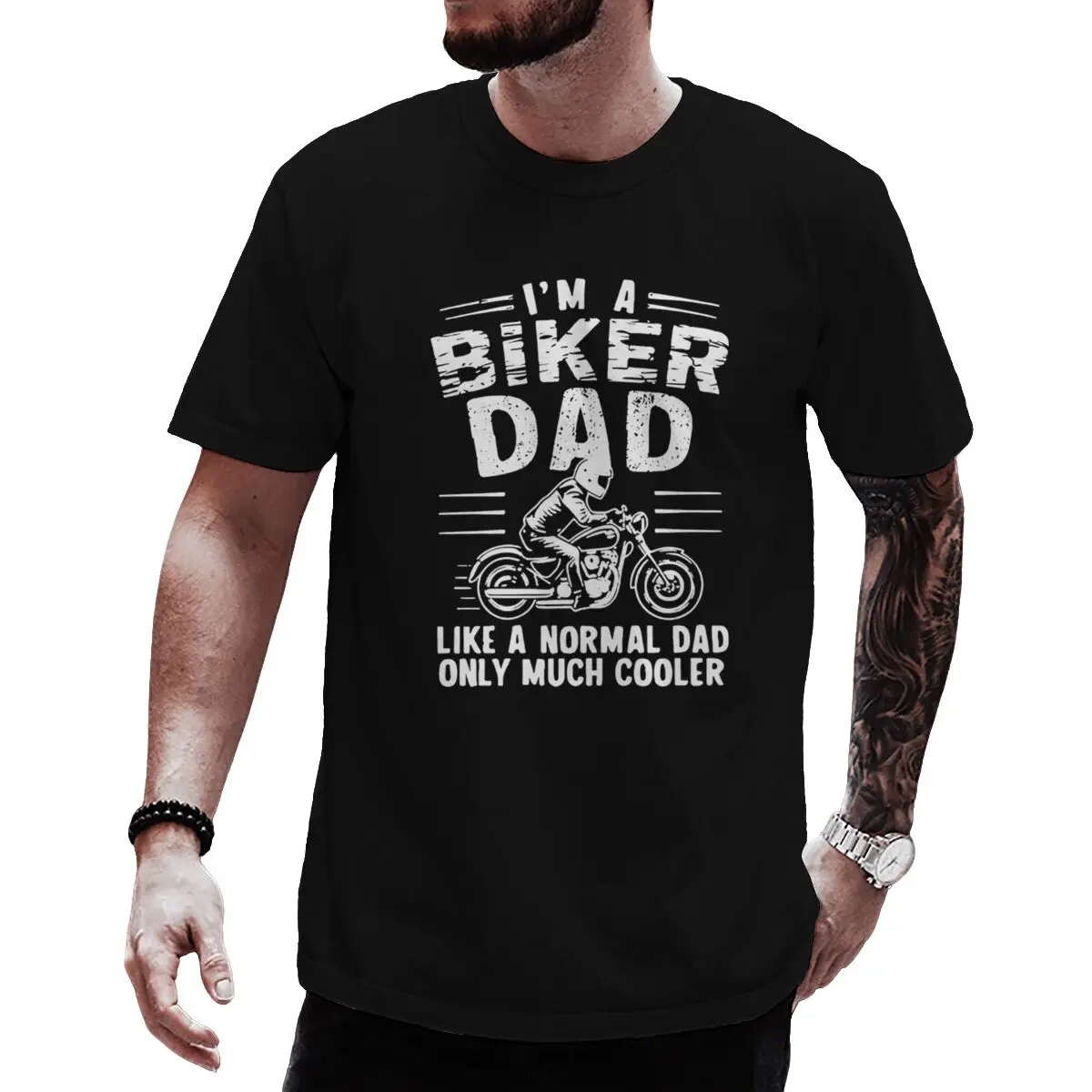I’m A Biker Dad Like T-shirts for Men Like A Normal Dad But Cooler T-Shirt Funny Fathers Day Gift Fashion O-neck Top Tees