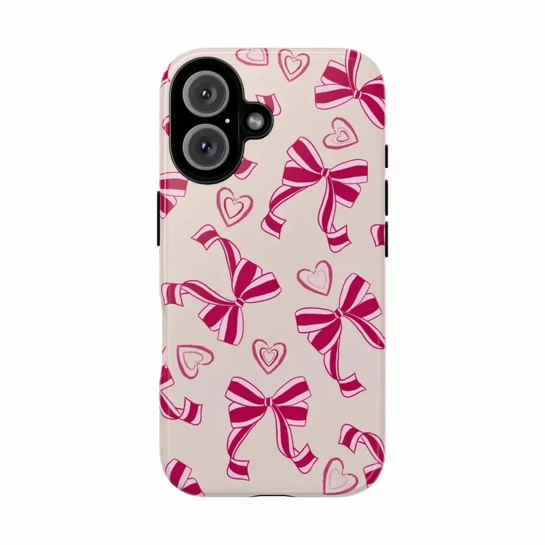 

Bow pink luxury design Phone Case for iPhone 17 16 15 14 13 12 11 7 8 Air Pro Max Plus Luxury Double-layer Back Cover