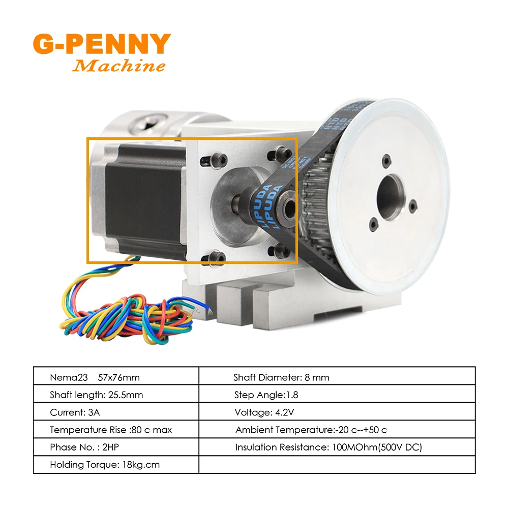 Imagem -05 - Stepper Motor para Mini Gravador Cnc ° Eixo 4jaw 80 mm Cabeça Divisória Cnc Eixo de Rotação um Eixo Nema23 57x76 mm