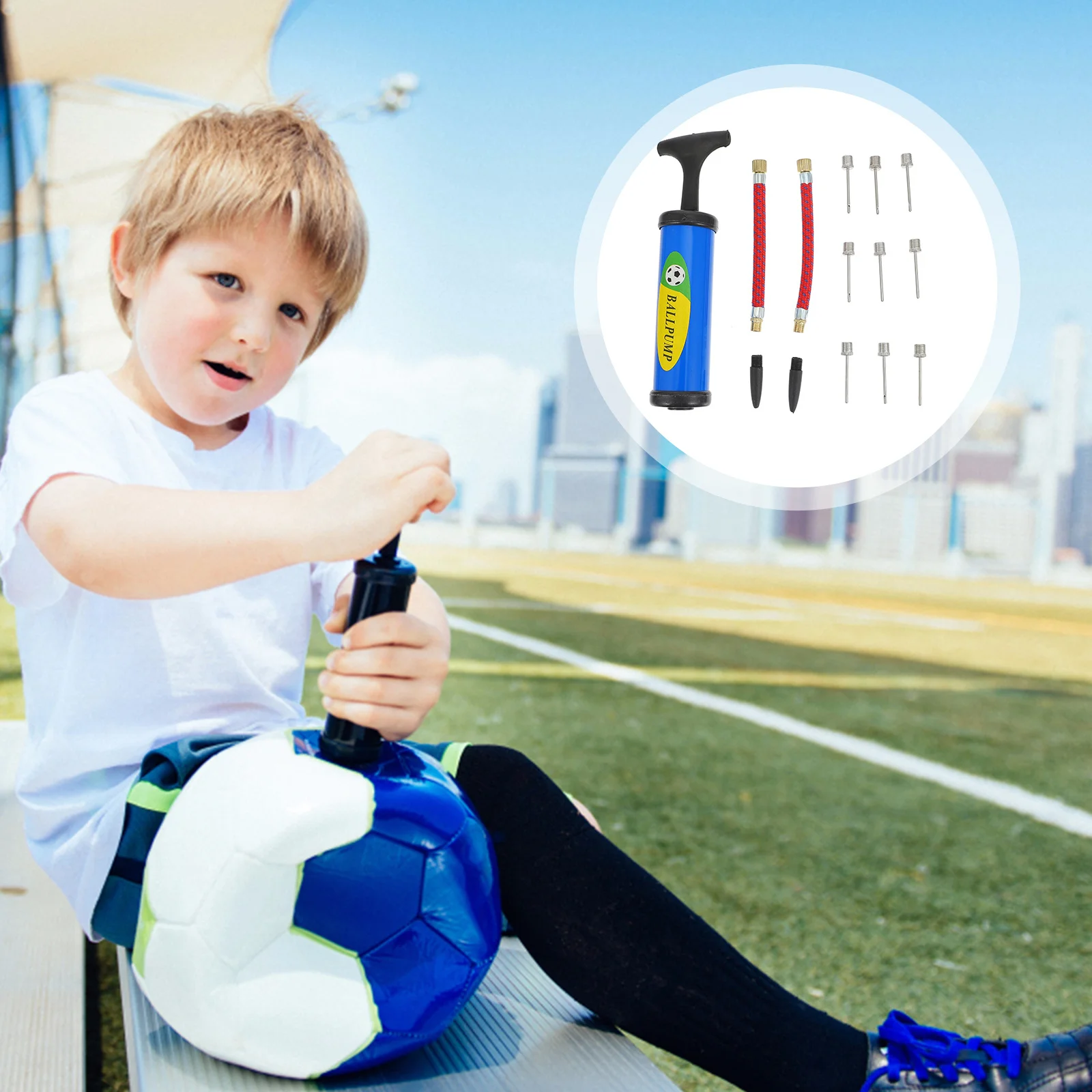 1 set mini kit di gonfiaggio manuale portatile set di pompe per palline durevole leggero calcio pallacanestro gonfiaggio mini kit di gonfiaggio manuale