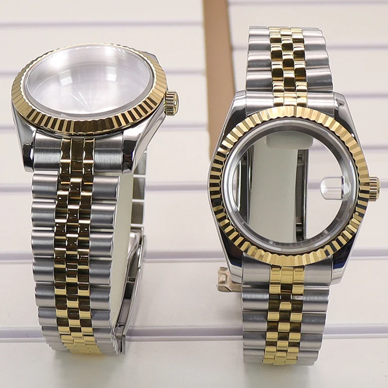 36mm/39mm Uhrengehäuse mit geriffelter Oberfläche, Saphirglas, für Seiko NH35 NH36 NH34 4R36 Miyota 8215 NH35 Uhren, Jubilee-Armband, Datejust – Detail 8