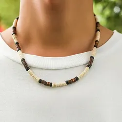 Mode Mannen Zomer Strand Houten Kraal Surfer Ketting Eenvoudige Geometrische Tribal Etnische Handgemaakte Ketting Steampunk Mannelijke Sieraden Gift